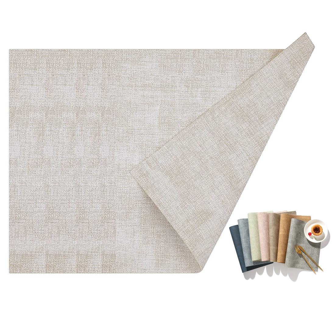 Univo Colors ランチョンマット 高質PUレザー 2枚セット おしゃれ 華やか 飾り 清潔しやすい 家庭用 レストラン用 丸洗いOK 撥水 防汚 断熱 滑り止め （43cm×30cm、2枚セット、オフホワイト）