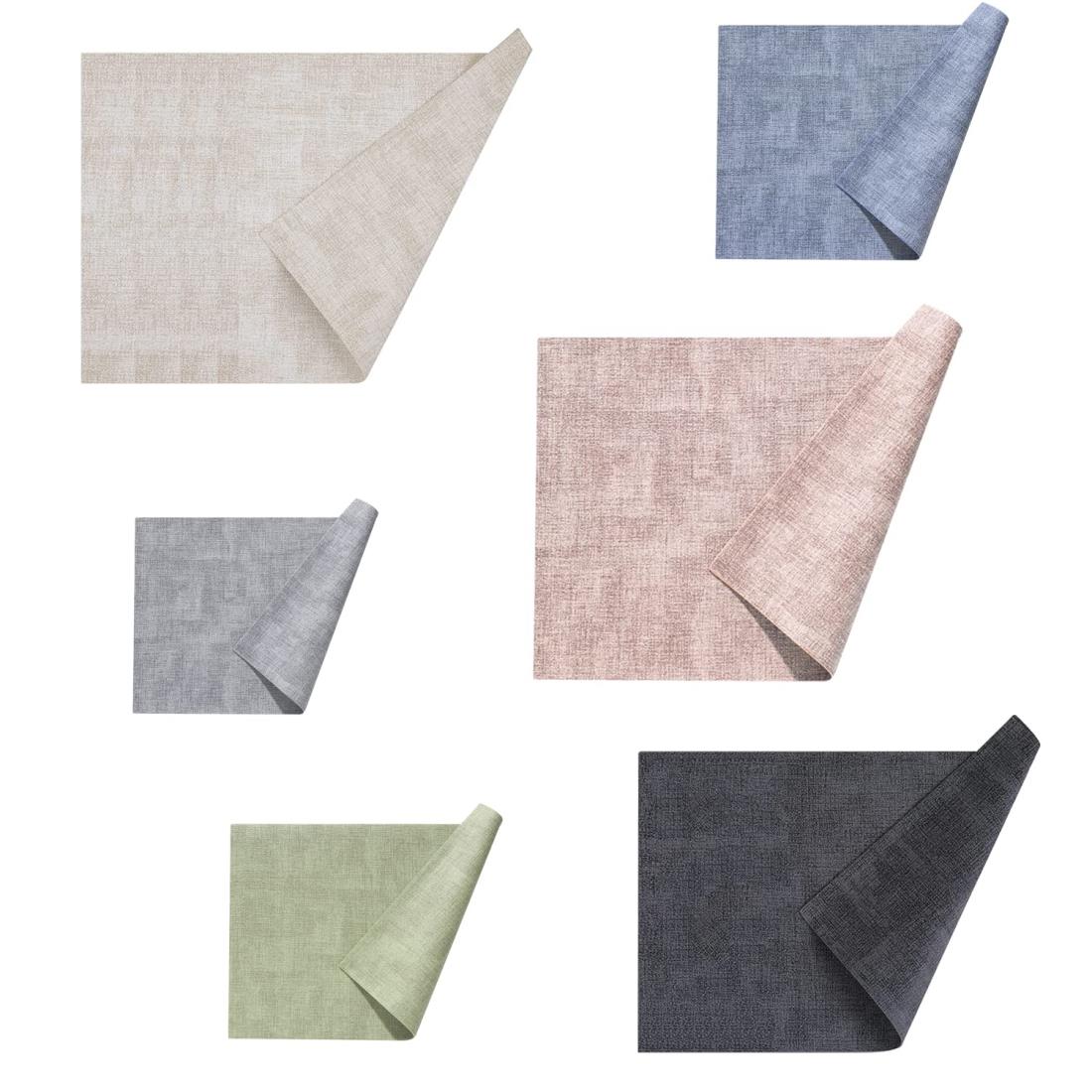 Univo Colors ランチョンマット 高質PUレザー 6枚セット おしゃれ 華やか 飾り 清潔しやすい 家庭用 レストラン用 丸洗いOK 撥水 防汚 断熱 滑り止め （43cm×30cm、6枚セット、ブルー+ダークグレー+ライトグレー+ピンク+オフホワイト+ライトグリーン）