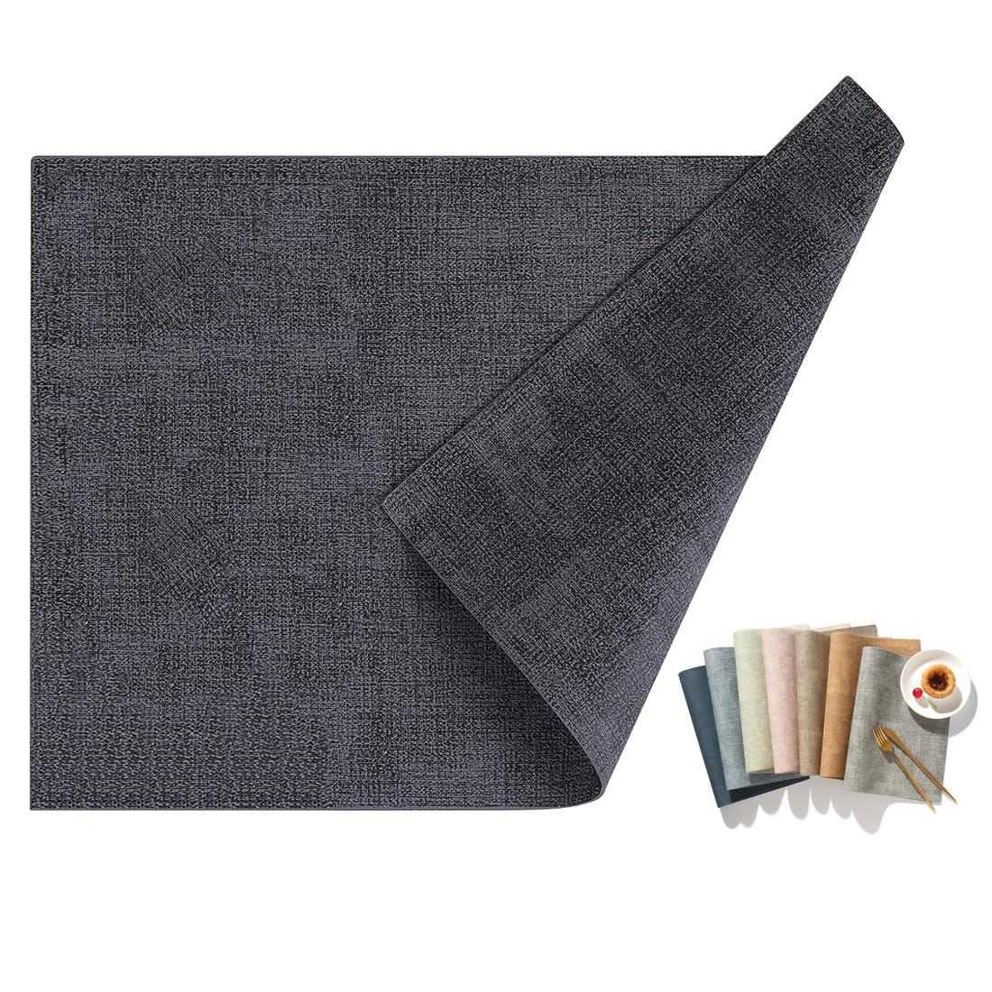 Univo Colors ランチョンマット 高質PUレザー 4枚セット おしゃれ 華やか 飾り 清潔しやすい 家庭用 レストラン用 丸洗いOK 撥水 防汚 断熱 滑り止め （43cm×30cm、4セット, ダークグレー）