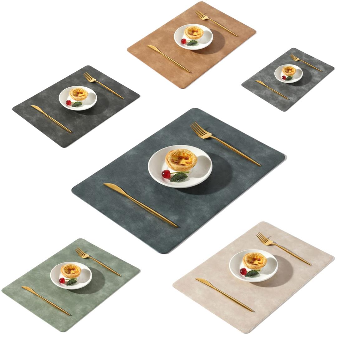 Univo Colors ランチョンマット 6枚セット 高質PUレザー 北欧 撥水 防汚 断熱 滑り止め 丸洗いOK 清潔しやすい 華やか 飾り 家庭用 レストラン用（グリーン+オフホワイト+深い青緑+グレー+ブラウン+ブラック,43cm×30cm）