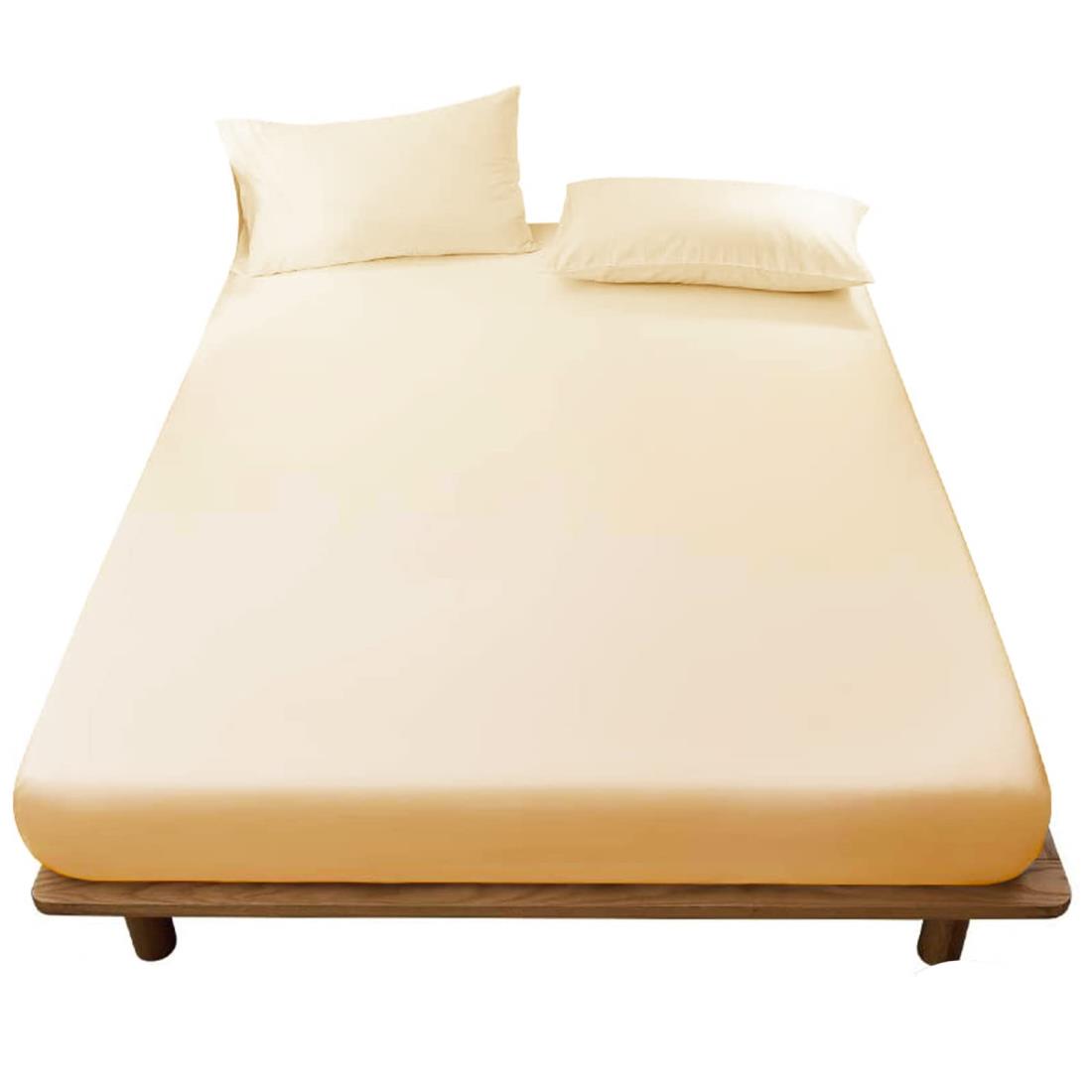 ボックスシーツ 吸水速乾 マットレスカバー ベッドシーツ シーツ ベッドカバー 柔らかな触感 吸汗 マチ部分約30cm 着脱簡単 通気性 丸洗い可能 快眠 (グースイエロー, クイーン・160X200X30cm)