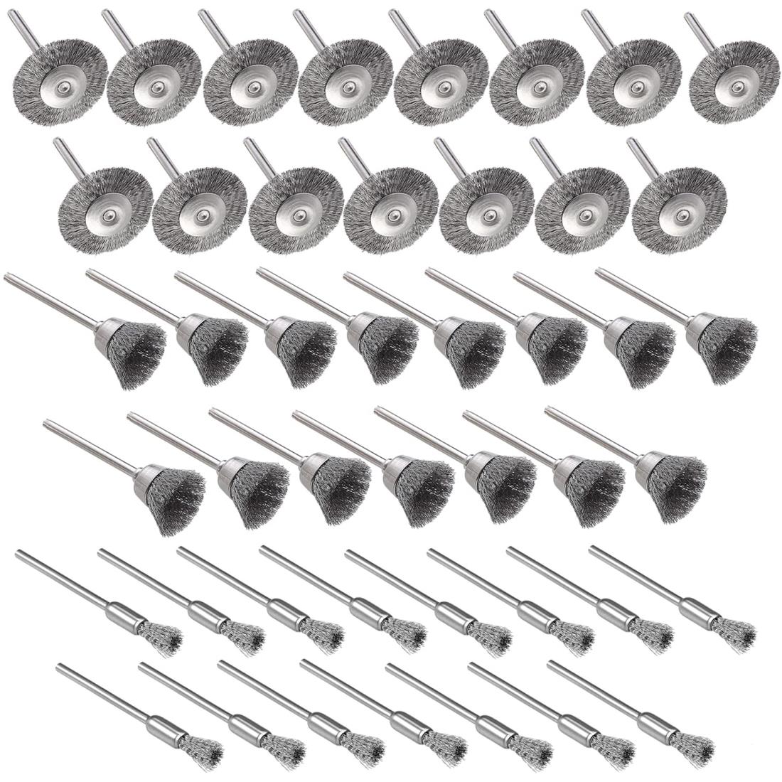 Kimlonton 45個セット ステンレス鋼ワイヤーブラシ 研磨ブラシ ルーター ブラシ ホイール ...