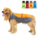 ZUNEA 犬服 犬用レインコート ジャケット 防水 大型犬 中型犬 おしゃれ 軽量 安全 反射テープ レインウエア ベスト ポンチョ 犬用合羽 梅雨対策 通気 防風 ペットドッグウェア 雨天 お散歩 オレンジ 6XL
