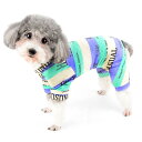 ZUNEA 犬服 春 夏 ロンパース 小型犬 つなぎ パジャマ 柔らかい 綿製 おしゃれ かわいい 部屋着 寝間着 ボーダー柄 ペット ドッグウエア 洋服 可愛...