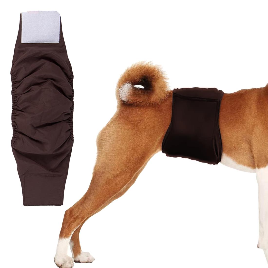 KUVEELA PET 犬用マナーベルト 雄犬用おむつ 犬用オムツカバー 男の子 お散歩 お外出 室内 おでかけ 介護 発情期 通気性 吸水性良い 再利用可能（コーヒー色 L）