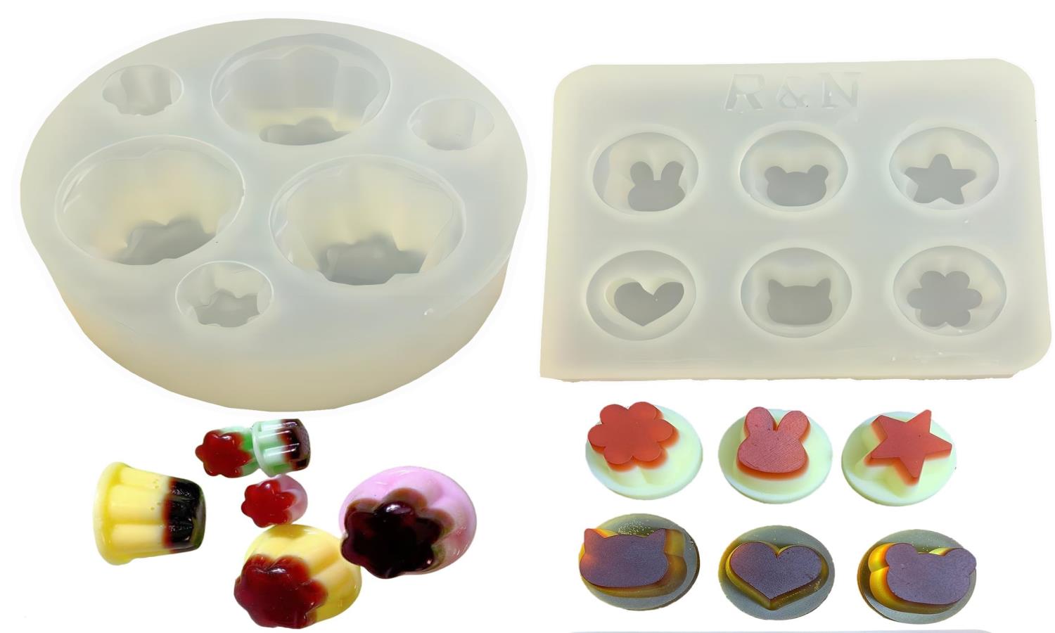 MAEXUS シリコーンモールド uvレジン型【2枚セット】ミニチュアフード ミニチュアスイーツ パン プリン レジン 粘土 立体型 デコパーツ (プリン・スタイルA ）(3)