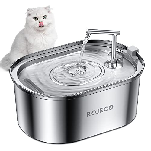 【送料無料】ROJECO 猫 水飲み器 ステンレス製 3.2L大容量 自動給水器 多頭飼いも対応 20dB静音 蛇口式設計 洗いやすい 取付簡単 日本語説明書付き (3.2L-給水器)