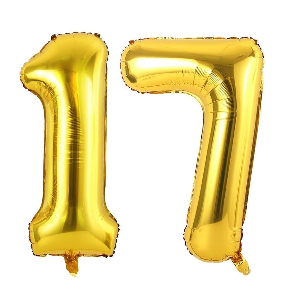 Vthoviwa 32インチ バルーンアルミ17 / 71 ヘリウム風船 数字バルーン17 / 71ゴールド 0123456789,10-19,20-29,30,40,50,60,70,80,90,100 誕生日 カーニバル 飾り付け記念日パーティー装飾ゴールド17 / 71 男女兼用 大きい しじヘリウム