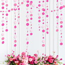 PinkBlume ピンクローズパウダー サークル ドット ガーランド 約16m長 ガールパウダーガーランド ライトピンク、ピンク、ローズパウダー グラデーション丸形 紙 ガーランド ピンクのテーマパーティーに適し誕生日飾り付け女の子 結婚式 ガーランド 赤ちゃん 100日祝い 子供部