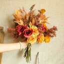 WillingYou ドライフラワー 花束 造花 ブーケ 秋の飾り フェイクフラワー インテリア ウェディング 結婚式 バラ 菊 秋 DIY 撮影 美術館 ホーム 庭園 キッチン オフィス 喫 パーティー 部屋 飾り人工植物 観賞植物 オレンジ 1束