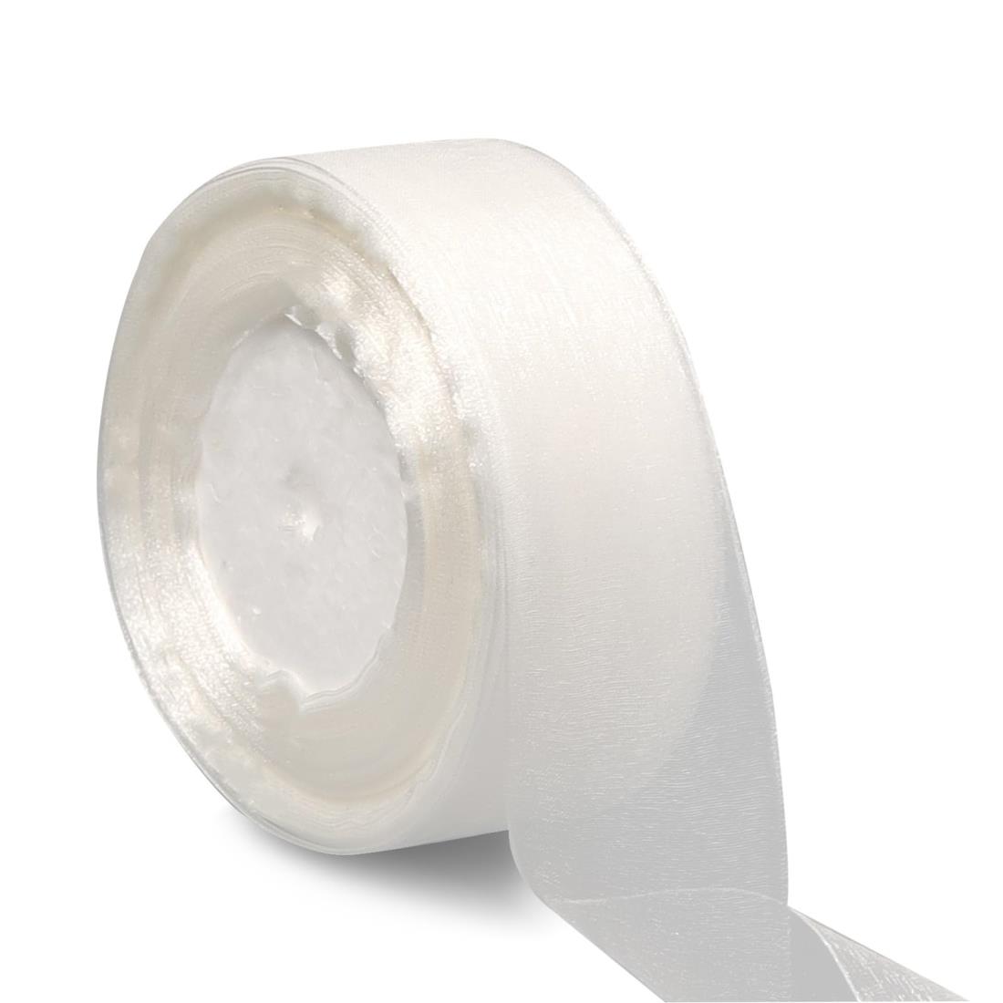 DRERIO オーガンジーリボン 白 長さ45m×4cm幅 巻 リボン 太め ラッピング 手芸 お正月 髪飾り包装用品 結婚式パーティーの装飾 (ホワイト/白)