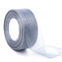 DRERIO オーガンジーリボン 太め リボン 手芸 長さ45m×4cm幅 巻 オーガンジーリボン 透け感 質感がよい 母の日 装飾用 手芸材料 (シルバーグレ...