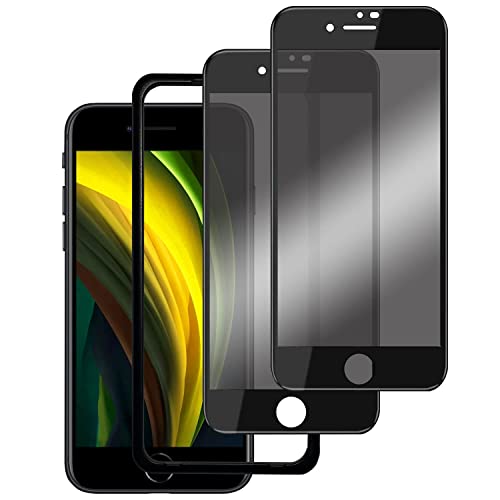2枚セット DXFAU ガラスフィルム iPhone SE第3世代 / SE第2世代 iPhone 8/7用 28°覗き見防止 全面保護 フィルム フルカバー 液晶画面 4.7インチ対応 硬度9H強化ガラス 滑らかなタッチ操作 指紋付着防止 飛散防止 気泡防止 ガイド枠付き 貼り付けは簡単（ アイフォンSE3/SE2