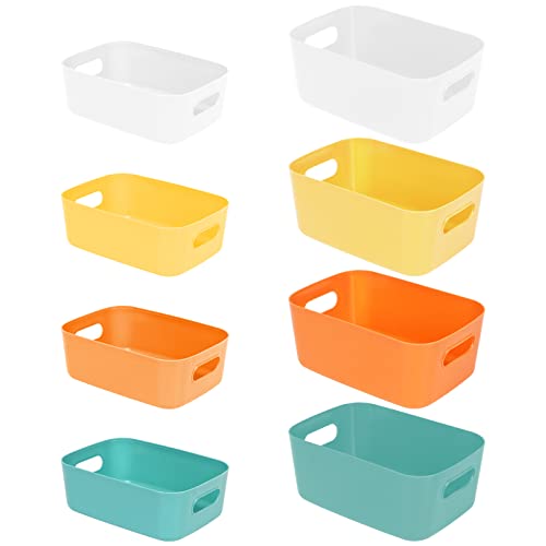 【送料無料】RAIN QUEEN 収納ボックス 小物入れケース 収納バスケット 8個セット 小物入れ 雑貨整理 卓上収納ケース カラー収納ボックス 取っ手付き ...