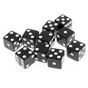 【送料無料】Lovoski 10個セット 6面 数字 ダイス サイコロ ゲーム道具 全10色選べる - 黒