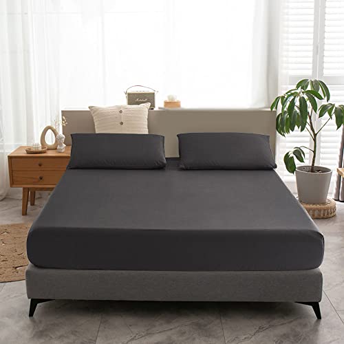 【送料無料】Treeflyheart ボックスシーツ キング・ブラック 吸水速乾 シーツ?ベッドカバー ?180x200cmのサイズ 着脱簡単 マチ30cm ポリエステル 抗菌・防臭