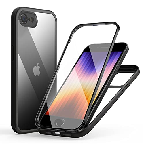 【送料無料】MQman iPhoneSE3 第3世代 ケース iPhone7 iPhone8 iPhoneSE 第2世代 ケース 前面ガラス+背面ガラス 360°全面保護 100％画面タッチ感度 耐衝撃 強化ガラス フロント+バックプレート…