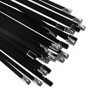 OFFO 黒色ステンレスバンド 7.9mm×300mm×60本入 100%ステンレススティール製の結束ばんどです 耐候性・耐紫外線・耐食性 屋内外での使用など極...