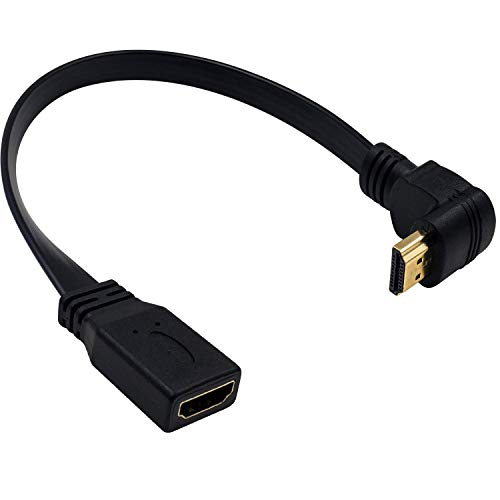 【送料無料】【Maxhood】 90度 HDMI 延長ケーブル ，30cm 4K HDMI L字 HDMI延長 ケーブルHDMI メス-オス L字型 延長コード金メッキ端子 ハイスピード スリムフラット4K 3D HDMIケーブル 延長タイプ (下向き)