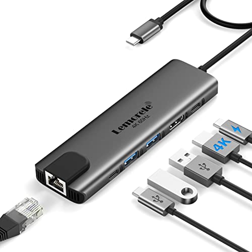 USB Type C nu 6-in-1 Lemorele HDMIo4K@60Hz nu MacBook pro/air usb-c nuC[TlbgLAN|[g(1000Mbps)/Type-CA_v^[ USB^CvC PD100W}[dhub/USB-C f[^]|[g USB3.0*2 5Gbpsf[^] hbLOXe[V MacBook ProAMacBook Ai