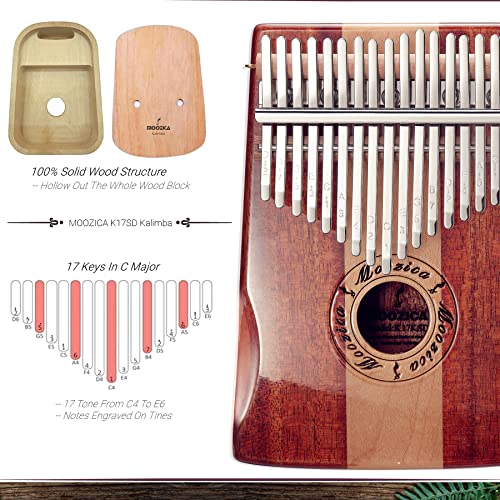 【送料無料】MOOZICA カリンバ 17キー C調 初心者向けかりんば アカシアコア木材 Kalimba 17key親指ピアノ 楽器 調音ハンマー 日本語説明書と楽譜 防振収納ケース付き (?Koa-K17SD) primeplus-10038771 プライムプラス 楽天市場店 サンプル画像2