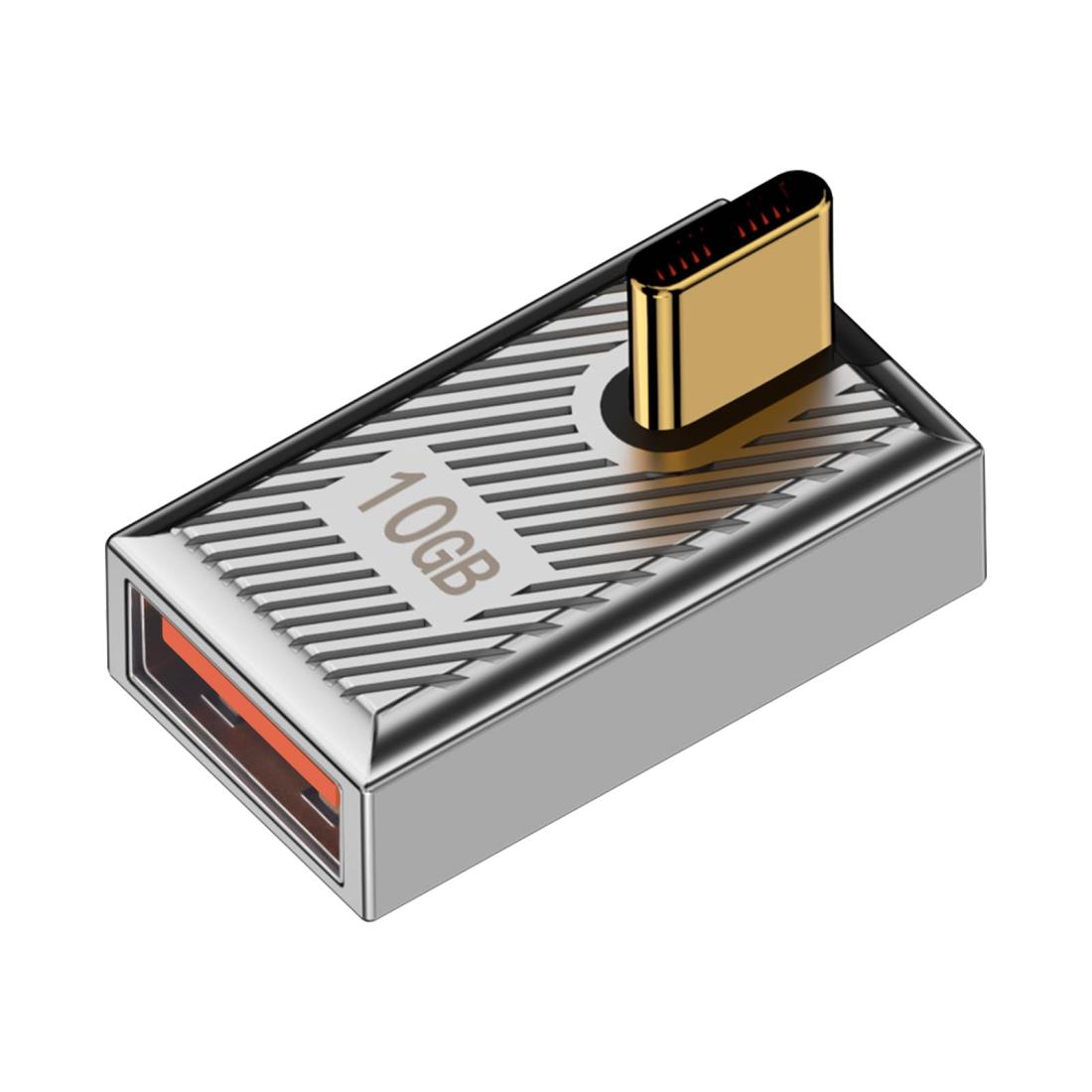 Duttek L字USB-C USB-A アダプタは、120W 10Gbps USB-Cオス USBメス 変換アダプタ, 亜鉛合金製の両面USB AからUSB Cアダプターで、高速データ転送と高速充電を提供します。これは、ラップトップ、充電器、パワー バンクなどに使用することができます。（1つのパックです）