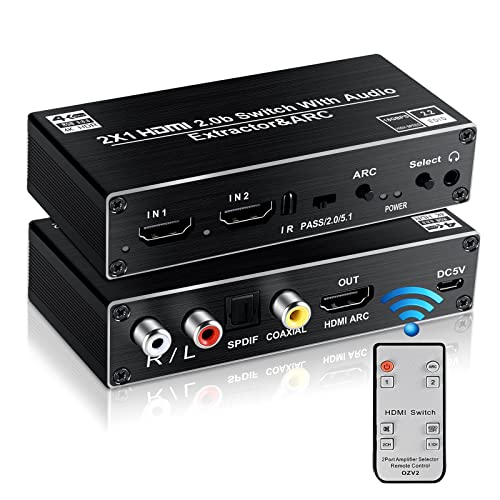 【送料無料】avedio links HDMI音声分離器 光デジタル 4K@60Hz HDMI 切り替え器2入力1出力 ARC リモコン付き HDMI 2.0 bスイッチャー 音声分離 光SPDIF 同軸 アナログRCAステレオ 出力 PS3/4 Xbox/ホームシアターなどに対応