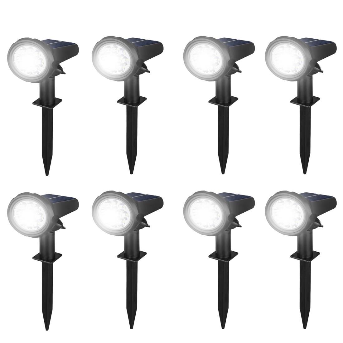 DODOGOD ソーラーライト ライトソーラーライト 屋外 3段階の明るさ調整 自動点灯/消灯 地面挿入 壁掛け式 ソーラースポットライト 配線不要 自動点灯 超明るい 装置簡単 IP65防水 防犯防災 庭園灯 芝生 駐車場 家の前 歩道 植栽 (ホワイト, 8個セット)