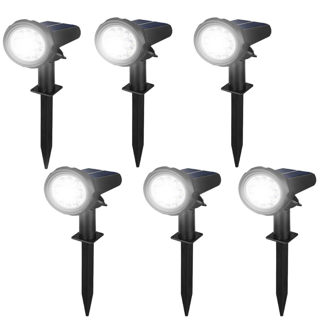 DODOGOD ソーラーライト ライトソーラーライト 屋外 3段階の明るさ調整 自動点灯/消灯 地面挿入 壁掛け式 ソーラースポットライト 配線不要 自動点灯 超明るい 装置簡単 IP65防水 防犯防災 庭園灯 芝生 駐車場 家の前 歩道 植栽 (ホワイト, 6個セット)