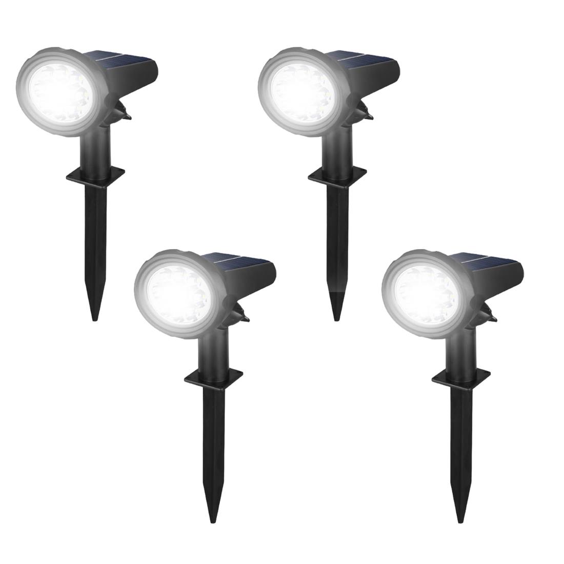 DODOGOD ソーラーライト ライトソーラーライト 屋外 3段階の明るさ調整 自動点灯/消灯 地面挿入 壁掛け式 ソーラースポットライト 配線不要 自動点灯 超明るい 装置簡単 IP65防水 防犯防災 庭園灯 芝生 駐車場 家の前 歩道 植栽 (ホワイト, 4個セット)