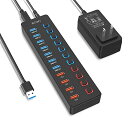 【送料無料】USBハブ JESWO USB3.0 ハブ 電源付き 11ポート USB HUB USB3.0ポートx7 5Gbps高速伝送 充電ポートx4 100cmケーブル USB拡張 セルフパワー/バスパワー 独立スイッチ付き 12V/3A電源アダプタ ACアダプタ付き MacBook/iMac/Surface Pro等ノートPC他対応 在宅勤務