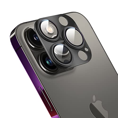iPhone 14 Pro/iPhone 14 Pro Maxカメラフィルム アルミ合金製＋AR高透過率強化ガラス Apapeyaレンズ全面保護 14プロカメラカバー 0.25mm超薄 一体型レンズ保護フィルム レンズ保護ケース アイ…