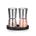 【送料無料】VKCHEF ペッパーミル 胡椒ミル 手動 岩塩 ミル 大きい ソルトミル 手動 2個セット ステンレス製 粗さ挽き調節可能 セラミック刃 スパイス...