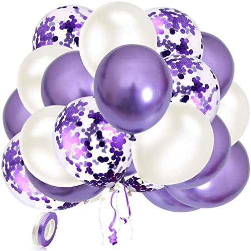 【送料無料】EXGOX 90個 風船 バルーン パープル お誕生日 ゴム風船 セット 飾り付け happy birthday バルーン 吹雪入れ 誕生日会 母の...