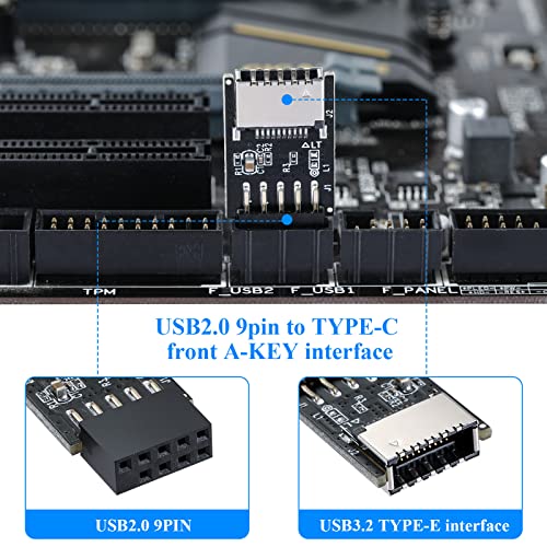 【送料無料】MZHOU USB 2.0 フロントパネルヘッダー USB 9ピン - USB 2.0 Type-E ...