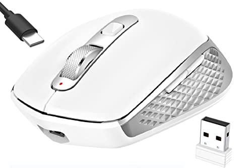 FENIFOX 充電式 無線 マウス- 2.4G USB & Bluetooth 3.0/5.0 Mouse 6ボタン 静音 省エネルギー 人間工学 マウス 持ち運び便利- Mac/Windows/surface/Microsoftに対応(ぎんはくしょく)