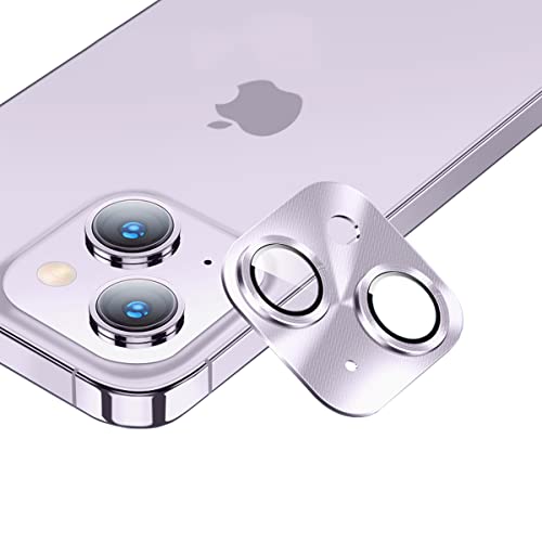 iPhone 14 /iPhone 14 Plus カメラフィルム [Kakuki] アイフォン14 /アイフォン14 プラス カメラ保護フィルム 耐衝撃 露出オーバー防止 アルミ合金 カメラカバー (iPhone 14 / 14 Plus, パープル)
