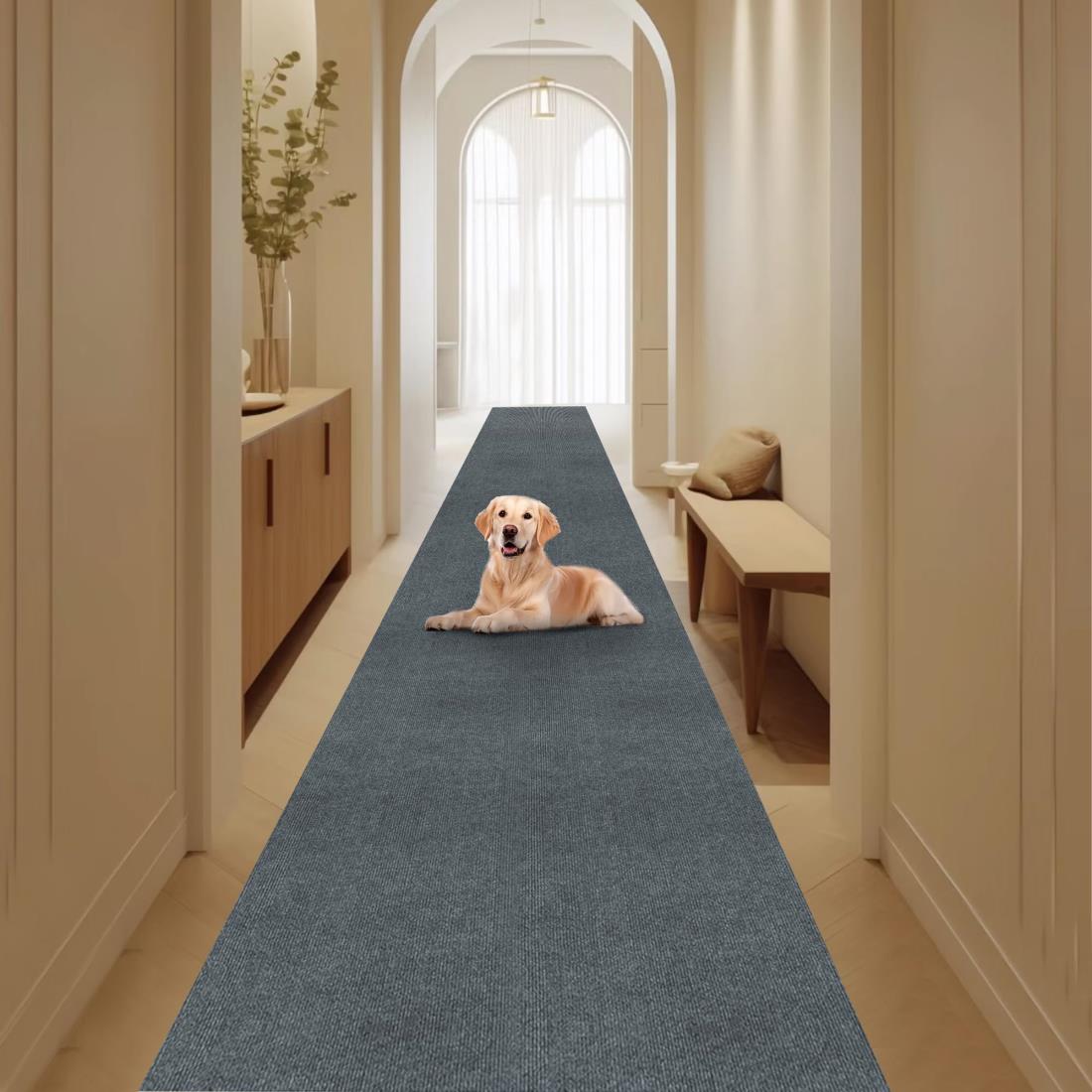 廊下敷き カーペット XINJIY ロングマット 60*180cm 厚み4mm 吸着 ずれない 滑り止め 撥水 防音 騒音対策 床保護 キズ防止 キッチンマット タイルマット 素足 廊下 玄関マット ラグ ロングマット 床暖房対応 カーペット 無地 洗える（ダークグレー）