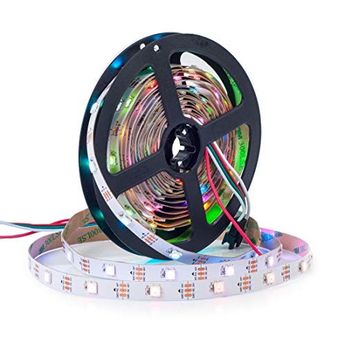 BTF-LIGHTING WS2812B LEDテープライト 5050 SMD RGBIC 合金ワイヤー 5m 30LEDs/m 150LEDs 個別にアドレス指定可能 切断可能 プログラマブル可能 DC5V ドリームフルカラー 夢幻色 ネオピクセル 白PCB IP30 非防水 LEDストリングライト イルミネーション 室内照明 パーティー