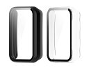 SHEAWA OPPO Band 2用ケース カバー 2個セット PC+強化ガラスフィルム 9H硬度 保護ケース 保護カバー 耐衝撃 全面保護 アクセサリー (ブラック+透明)(2)