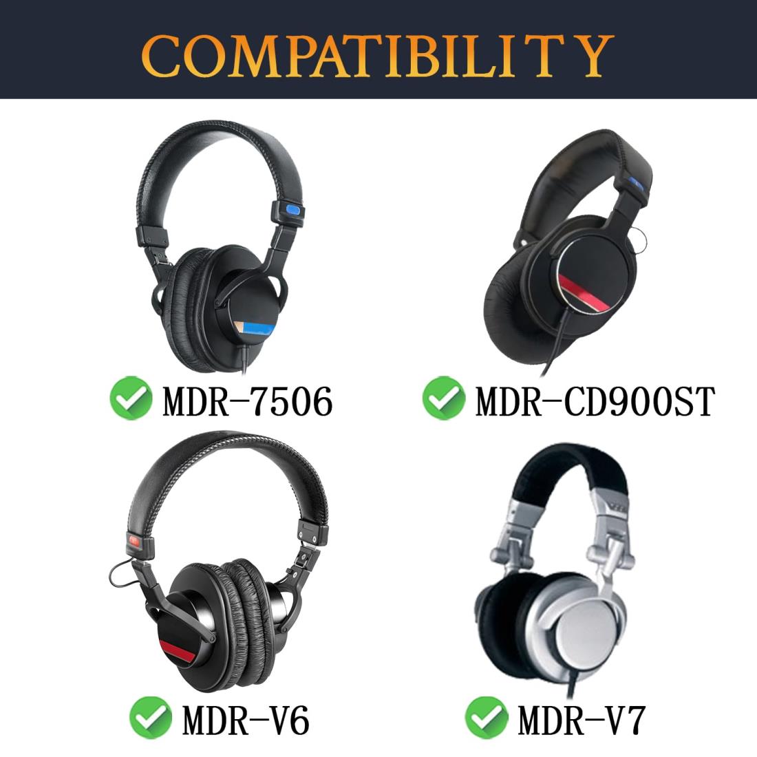 SOULWIT イヤーパッド メッシュファブリック SONY MDR-CD900ST / MDR-7506 / MDR-V6 / MDR-V7 ヘッドホン 用 交換 イヤークッション ノイズアイソレーションフォーム イヤーカップ - ブラック