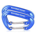 iBasingo 12KN(1200kg) アウトドア カラビナ 多機能登山環 アルミニウム合金登山環 D環 登山釦 軽量 ハンモック用 リュックサック掛け環 工具 ブルー 2本 BV1026