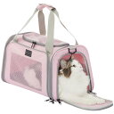 PETSFIT 猫 キャリー バッグ ペットキャリー バッグ 犬 キャリーバッグ 中・大型猫用・小型犬・うさぎ用 変形しない 車載/ドライブ/キャンピング/旅行/通院/災害避難用 ピンク Sサイズ(4)