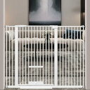 Seogva ペットゲート ベビーゲート 高さ103 間隔3.5 ペットゲート ドア付き 猫すり抜け防止 飛び越え防止ゲート 猫ドア付きゲート 過密フレーム付き(ホワイト 116.5-136.5cm)(4)