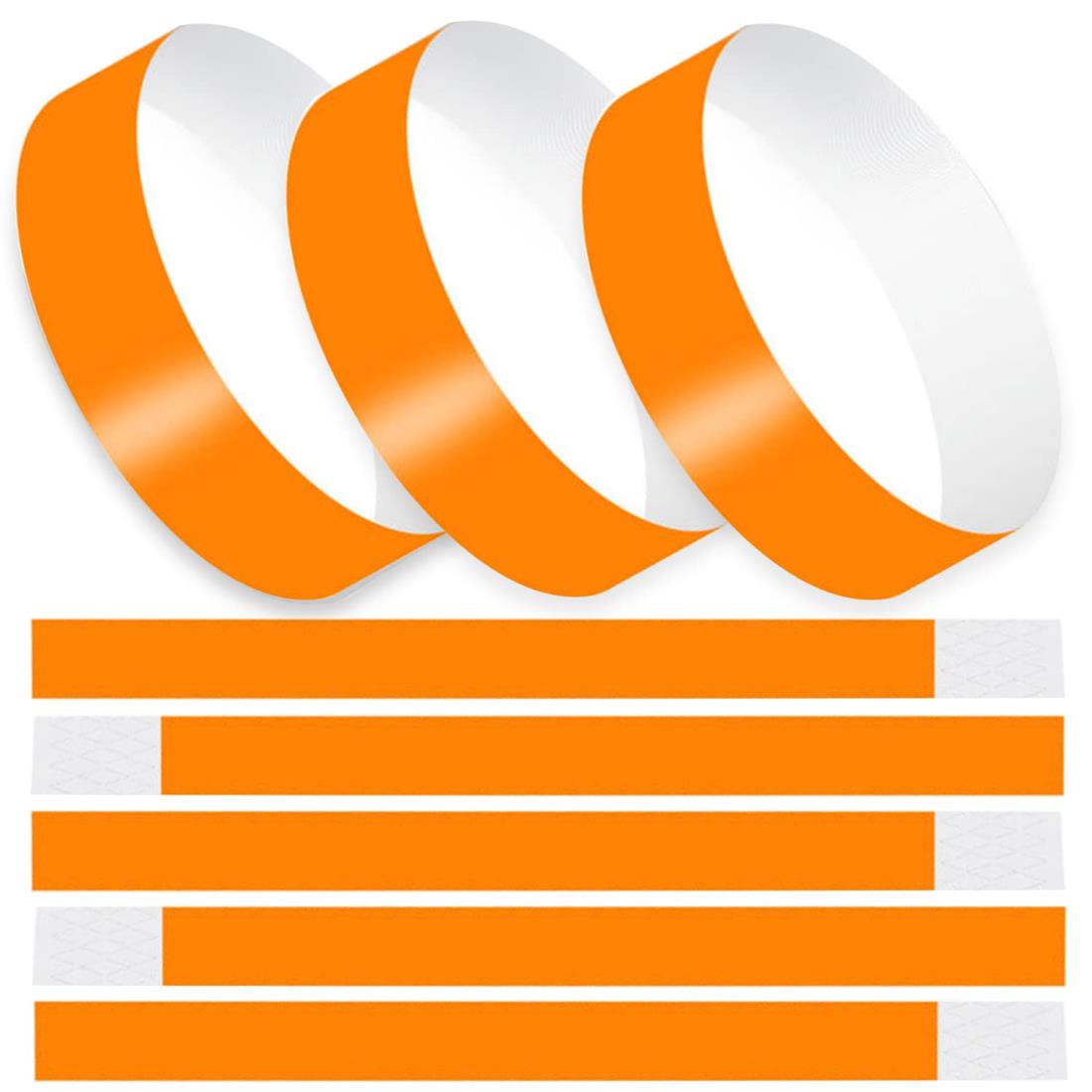 使い捨て リストバンド イベント用 100枚 蛍光 合成紙 防水 耐引裂き 音楽ライブ クラブ スポーツイベント フェス パーティー 遊園地 14色選択可能 BEIHOO（100枚 蛍光オレンジ）