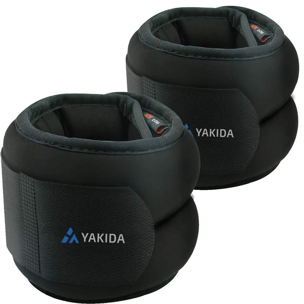 YAKIDA アンクルウェイト リストウエイト 足首 重り 在宅筋トレ ウオーキング ダイエット ウェイト 体幹トレーニング パワーアンクル リストバンド 男女兼用 ブラック 2.5kg×2個セット