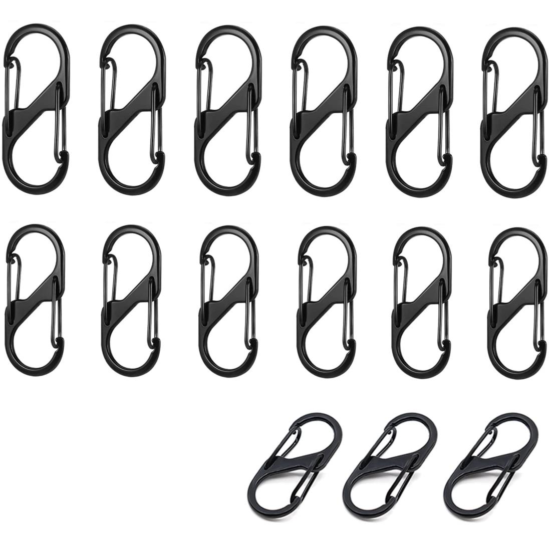 サムコス カラビナ S字型 15個セット ブラック 小型 多機能 超軽量 耐久性 キーホルダー 携帯便利 紛失..