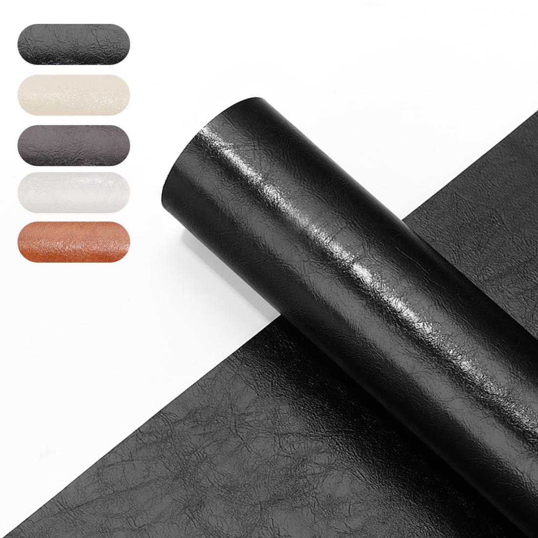 YSAGi 合皮 補修シート 大判 レザー補修シート 合皮補修パッチ 合皮補修テープ ソファー 家具補修 車の座席用 シートパッチ DIY 初心者に応用 (スムース-ブラック, 40*150CM)