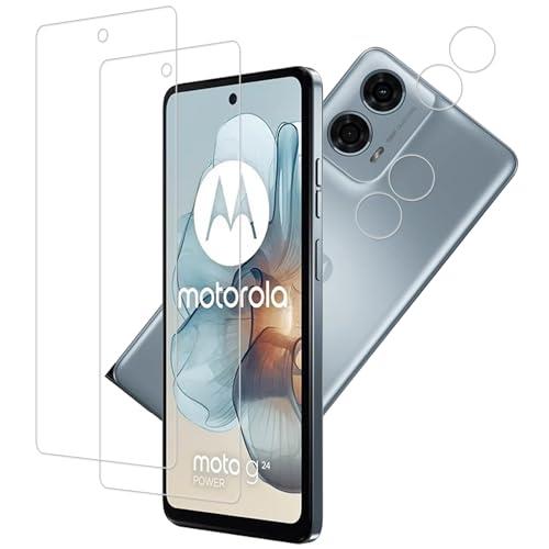 【2+2枚セット】KPNS 日本素材製 強化ガラスMoto G24 用 ガラスフィルム カメラフィルム カバー 保護フィルム