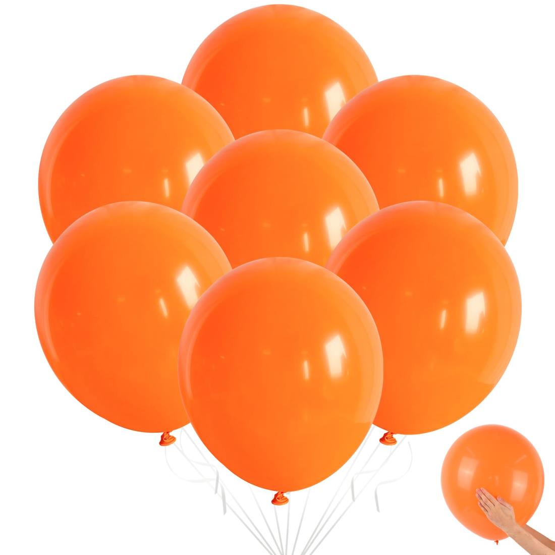 BTZO バルーン 風船 大きい ラテックスバルーン 18インチ 10個入 バルーンアート 誕生日 飾り付け 結婚式 店舗装飾 パーティー 運動会 文化祭 学園祭 リボン付き オレンジ 単色
